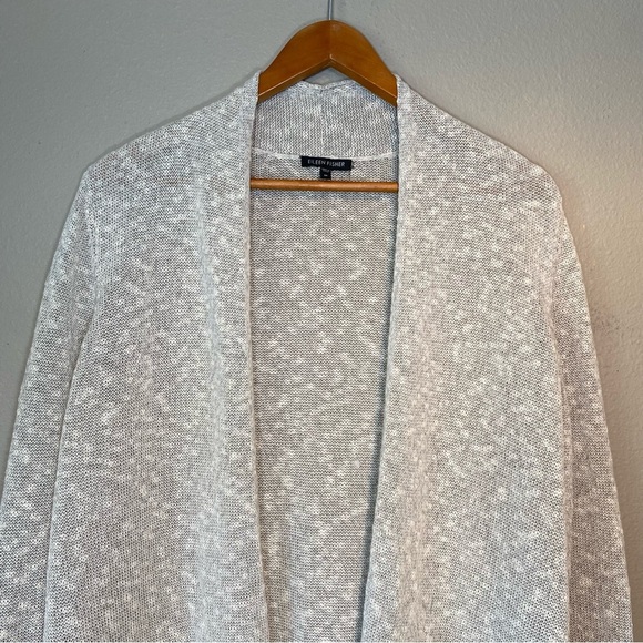 Eileen Fisher Cream Open Front Cardigan - Picture 3 of 15